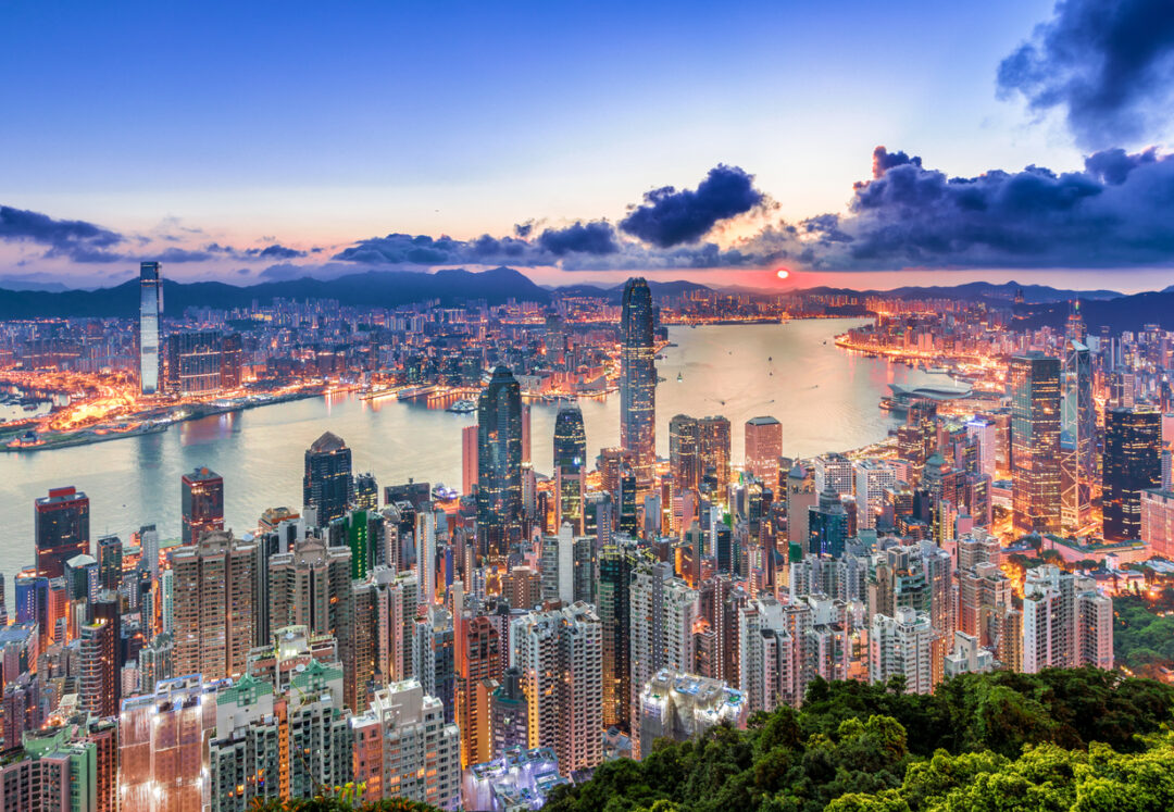 維港黃昏城市天際線